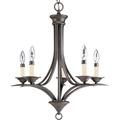 C197-P4327-20 By Progress Lighting-Trinity Collection Antique Bronze Finish 5-60W Chandelier 