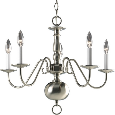 C197-P4355-09 By Progress Lighting-Americana Collection Brushed Nickel Finish 5-Lt. Chandelier