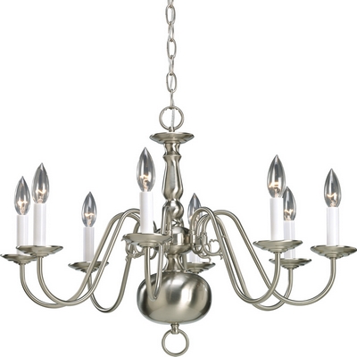 C197-P4357-09 By Progress Lighting-Americana Collection Brushed Nickel Finish 8-Lt. Chandelier