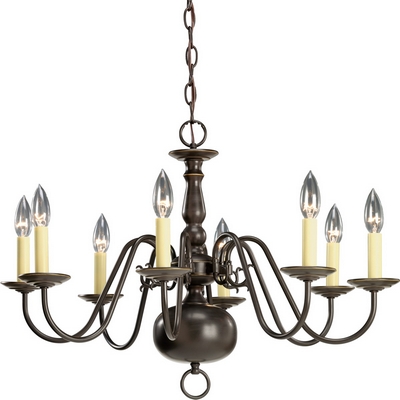 C197-P4357-20 By Progress Lighting-Americana Collection Antique Bronze Finish 8-Lt. Chandelier