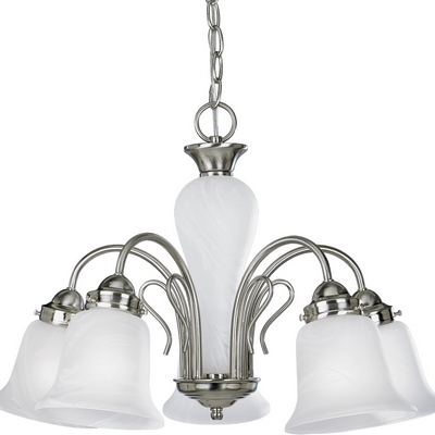 C197-P4391-09 By Progress Lighting-Bedford Collection Brushed Nickel Finish 5-100W Med Chand