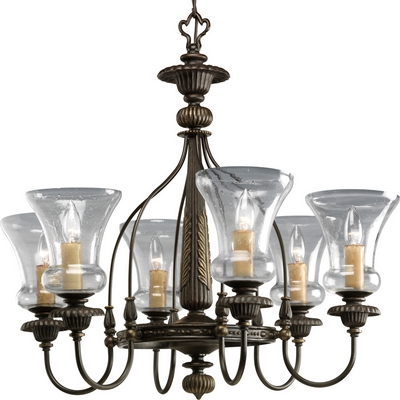 C197-P4409-77 By Progress Lighting-Fiorentino Collection Forged Bronze Finish 6-60W Chandelier