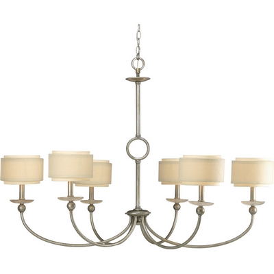 C197-P4463-134 By Progress Lighting-Ashbury Collection Silver Ridge Finish 6-Lt. Oval Chandelier