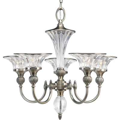 C197-P4506-101 By Progress Lighting-Roxbury Collection Classic Silver Finish 5-60 Chandelier