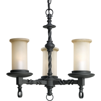 C197-P4586-80 By Progress Lighting-Santiago Collection Forged Black Finish 3-60W Chandelier