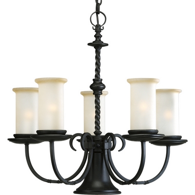 C197-P4587-80 By Progress Lighting-Santiago Collection Forged Black Finish 5-60W Chandelier