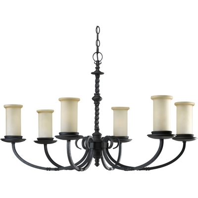 C197-P4588-80 By Progress Lighting-Santiago Collection Forged Black Finish 6-60W Chandelier
