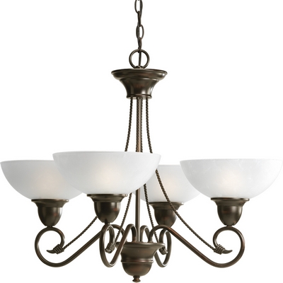 C197-P4592-20 By Progress Lighting-Pavilion Collection Antique Bronze Finish 4-100W Med Chandelier