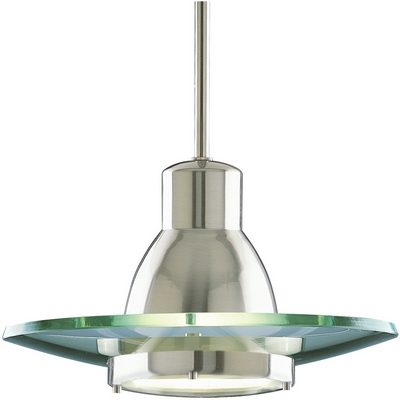 C197-P5003-09 By Progress Lighting-Pendant-Glass Collection Brushed Nickel Finish 1Lt-75W Med Mini P