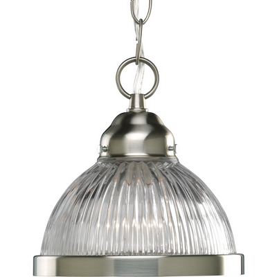 C197-P5080-09 By Progress Lighting-Prismatic Glass Collection Brushed Nickel Finish 1-100W Med Mini