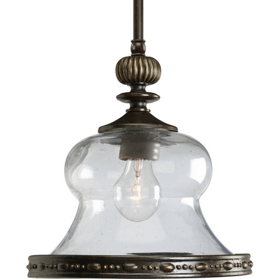 C197-P5140-77 By Progress Lighting-Fiorentino Collection Forged Bronze Finish 1-100W Med Stem Mount Mini Pend