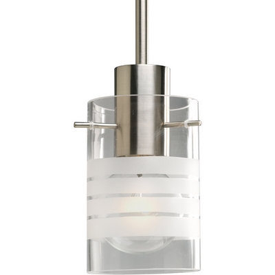 C197-P5158-09 By Progress Lighting-Pendant-Glass Collection Brushed Nickel Finish 1-100W Med Sgtem Mount Pendant