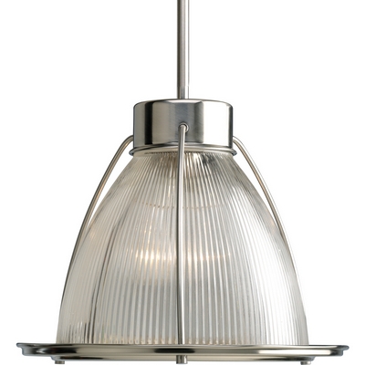 C197-P5182-09 By Progress Lighting-Prismatic Glass Collection Brushed Nickel Finish 1-100W Med Stem Mount Pendant