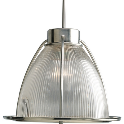 C197-P5183-09 By Progress Lighting-Prismatic Glass Collection Brushed Nickel Finish 1-150W Med Stem Mount Pendant