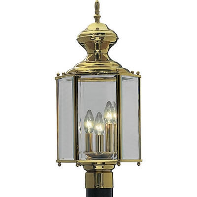 C197-P5432-10 By Progress Lighting-BrassGUARD Lantern Collection Polished Brass Finish 3-60W Cand Post