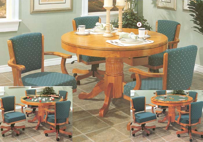 D1-4888Item#/SKU: D1-4888Three-in-one bumper pool table. 42" of playing surface. Table can be used as a dining table, poker table or bumper pool. Pool sticks and balls included in set.