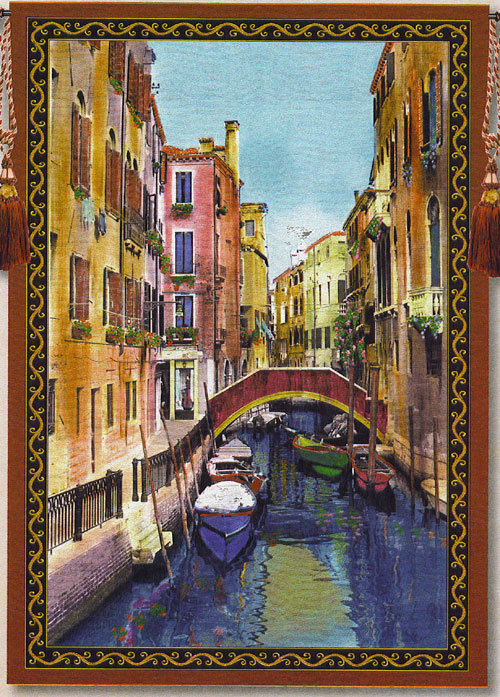 D155-1049-80*56 Canal with Shops Tapestries: Tapestry gallery - Over 1500 tapestries and tapestry decorating accessories - Finest quality - Wide selection - Competitive prices - Source for wholesale 