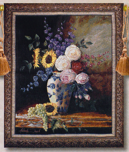 D155-1059-47*38 Floral Sonnet Tapestries: Tapestry gallery - Over 1500 tapestries and tapestry decorating accessories - Finest quality - Wide selection - Competitive prices - Source for wholesale tap