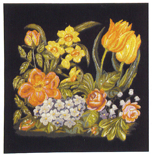 D155-1212-18*18 Tapestry Cushion Flowers- Black (1261/4) Tapestries: Tapestry gallery - Over 1500 tapestries and tapestry decorating accessories - Finest quality - Wide selection - Competitive prices