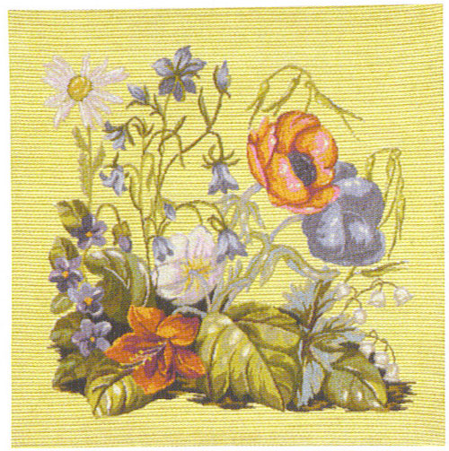 D155-1213-18*18 Tapestry Cushion Flowers- yellow (1257/6) Tapestries: Tapestry gallery - Over 1500 tapestries and tapestry decorating accessories - Finest quality - Wide selection - Competitive price