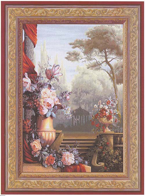 D155-1323-78*58 Garden Bouquet with Gazebo (9109) Tapestries: Tapestry gallery - Over 1500 tapestries and tapestry decorating accessories - Finest quality - Wide selection - Competitive prices - Sour