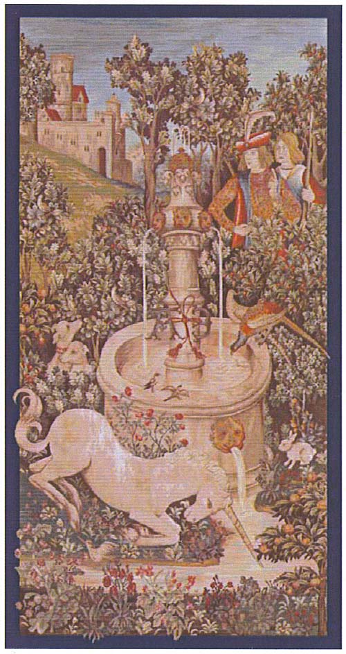 D155-1327-58*29 Unicorn At The Fountain 9130 Tapestries: Tapestry gallery - Over 1500 tapestries and tapestry decorating accessories - Finest quality - Wide selection - Competitive prices - Source fo