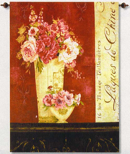 D155-1403-42*35 Script Peony Tapestries: Tapestry gallery - Over 1500 tapestries and tapestry decorating accessories - Finest quality - Wide selection - Competitive prices - Source for wholesale tape