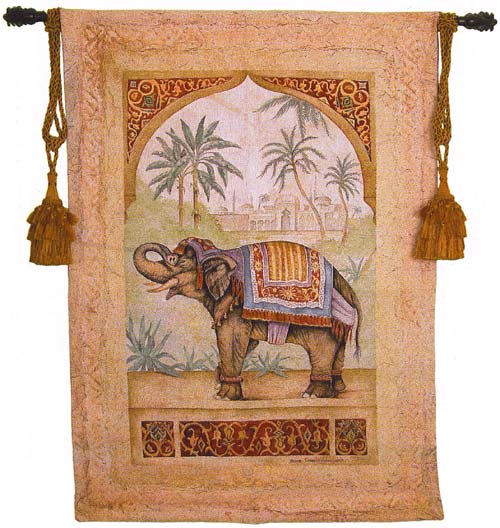 D155-1586-53*38 Old World Elephant II Tapestries: Tapestry gallery - Over 1500 tapestries and tapestry decorating accessories - Finest quality - Wide selection - Competitive prices - Source for whole