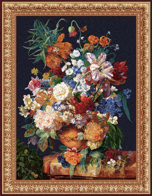 D155-1690-65*50 Terracotta Floral Bouquet Tapestries: Tapestry gallery - Over 1500 tapestries and tapestry decorating accessories - Finest quality - Wide selection - Competitive prices - Source for w
