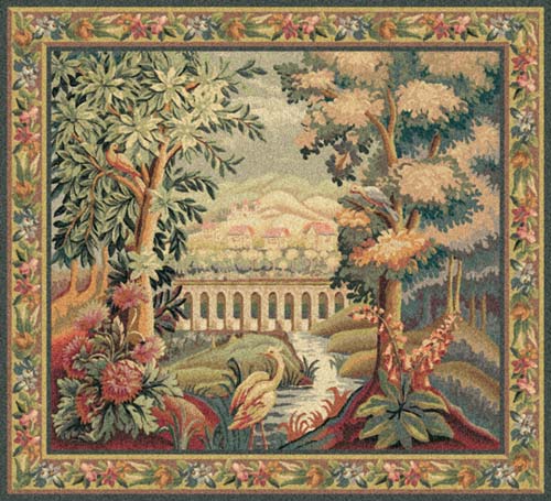 D155-1700-33*34 Bridge with Bird Tapestries: Tapestry gallery - Over 1500 tapestries and tapestry decorating accessories - Finest quality - Wide selection - Competitive prices - Source for wholesale 
