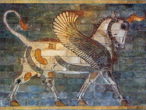 D155-1741-59*79 Winged Bull Tapestries: Tapestry gallery - Over 1500 tapestries and tapestry decorating accessories - Finest quality - Wide selection - Competitive prices - Source for wholesale tapes