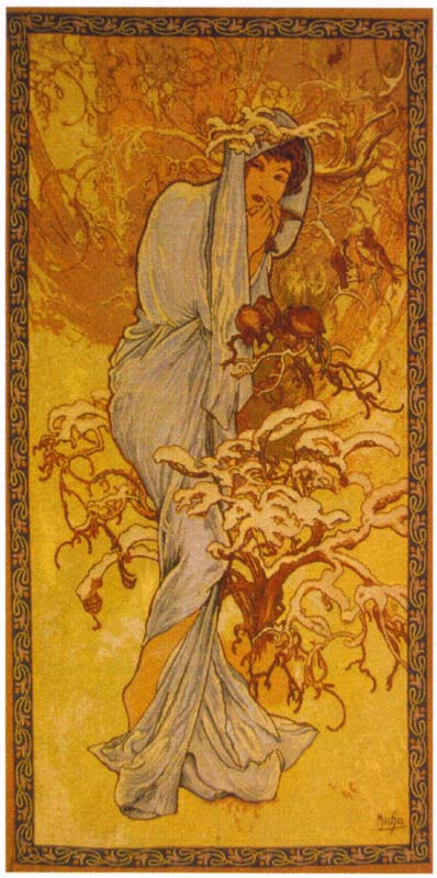 D155-1776-53*25 Mucha - Winter Tapestries: Tapestry gallery - Over 1500 tapestries and tapestry decorating accessories - Finest quality - Wide selection - Competitive prices - Source for wholesale ta