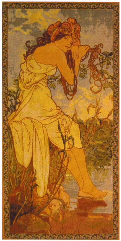D155-1778-53*25 Mucha - Summer Tapestries: Tapestry gallery - Over 1500 tapestries and tapestry decorating accessories - Finest quality - Wide selection - Competitive prices - Source for wholesale ta
