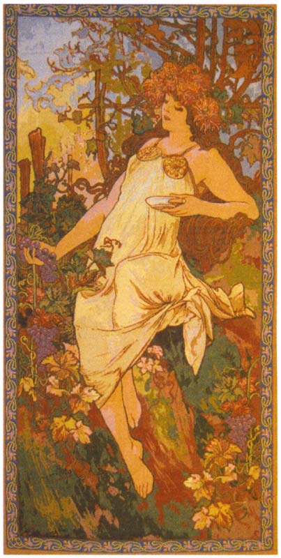 D155-1779-53*25 Mucha - Autumn Tapestries: Tapestry gallery - Over 1500 tapestries and tapestry decorating accessories - Finest quality - Wide selection - Competitive prices - Source for wholesale ta