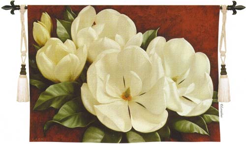 D155-1824-33*53 Magnolia Crinson Tapestries: Tapestry gallery - Over 1500 tapestries and tapestry decorating accessories - Finest quality - Wide selection - Competitive prices - Source for wholesale 