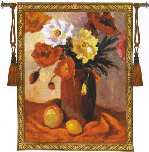 D155-1825-53*40 Earthernware Poppies Tapestries: Tapestry gallery - Over 1500 tapestries and tapestry decorating accessories - Finest quality - Wide selection - Competitive prices - Source for wholes