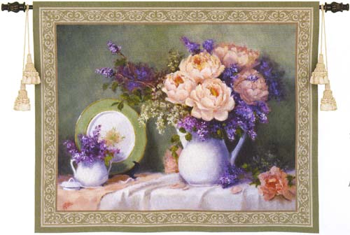 D155-1848-43*53 Peonies & Lilies Tapestries: Tapestry gallery - Over 1500 tapestries and tapestry decorating accessories - Finest quality - Wide selection - Competitive prices - Source for wholesale 