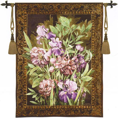 D155-1851-53*42 Irises & Peonies Tapestries: Tapestry gallery - Over 1500 tapestries and tapestry decorating accessories - Finest quality - Wide selection - Competitive prices - Source for wholesale 