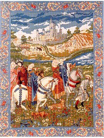 D155-19-50*38 The Month of August - Nobles Going for a horseride (14157) Tapestries: Tapestry gallery - Over 1500 tapestries and tapestry decorating accessories - Finest quality - Wide selection - Co