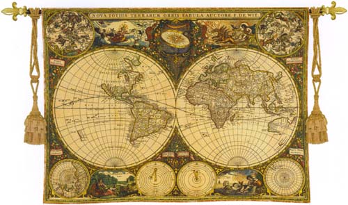 D155-1944-38*53 Olde World Map Tapestries: Tapestry gallery - Over 1500 tapestries and tapestry decorating accessories - Finest quality - Wide selection - Competitive prices - Source for wholesale ta