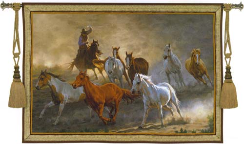 D155-1952-53*75 Tumalo Round Up Tapestries: Tapestry gallery - Over 1500 tapestries and tapestry decorating accessories - Finest quality - Wide selection - Competitive prices - Source for wholesale t