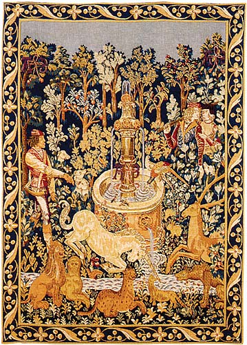 D155-198-45*35 Licorne A La Fontaine Tapestries: Tapestry gallery - Over 1500 tapestries and tapestry decorating accessories - Finest quality - Wide selection - Competitive prices - Source for wholes