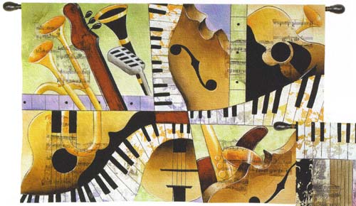 D155-2084-36*53 Jazz Medley I Tapestries: Tapestry gallery - Over 1500 tapestries and tapestry decorating accessories - Finest quality - Wide selection - Competitive prices - Source for wholesale tap