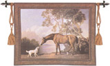 D155-2174-41*53 Bay Horse and White Dog Tapestries: Tapestry gallery - Over 1500 tapestries and tapestry decorating accessories - Finest quality - Wide selection - Competitive prices - Source for who