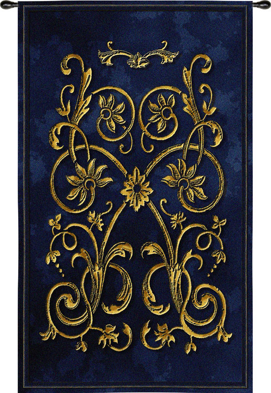 D155-2415-53*31 Florette Bleu (Leather Applique) Tapestries: Tapestry gallery - Over 1500 tapestries and tapestry decorating accessories - Finest quality - Wide selection - Competitive prices - Sourc