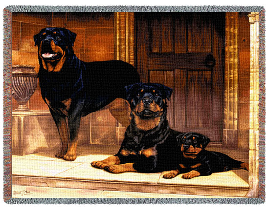 D155-2594-54*70 Rottweiler (Dogs) Tapestries: Tapestry gallery - Over 1500 tapestries and tapestry decorating accessories - Finest quality - Wide selection - Competitive prices - Source for wholesale