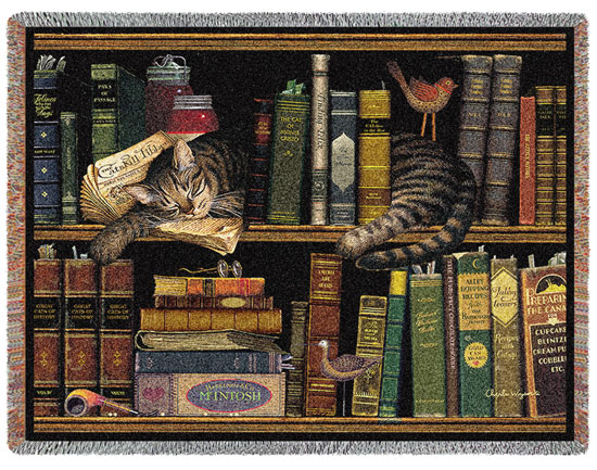 D155-2599-54*70 Max in the Stacks (Cats) Tapestries: Tapestry gallery - Over 1500 tapestries and tapestry decorating accessories - Finest quality - Wide selection - Competitive prices - Source for wh