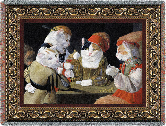 D155-2601-54*70 The Cheat (Cats) Tapestries: Tapestry gallery - Over 1500 tapestries and tapestry decorating accessories - Finest quality - Wide selection - Competitive prices - Source for wholesale 