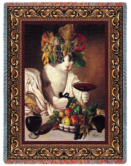 D155-2603-70*54 Bacchus Cat (Cats) Tapestries: Tapestry gallery - Over 1500 tapestries and tapestry decorating accessories - Finest quality - Wide selection - Competitive prices - Source for wholesal