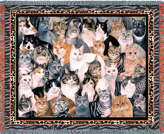 D155-2604-54*70 Purrfect Cats (Cats) Tapestries: Tapestry gallery - Over 1500 tapestries and tapestry decorating accessories - Finest quality - Wide selection - Competitive prices - Source for wholes